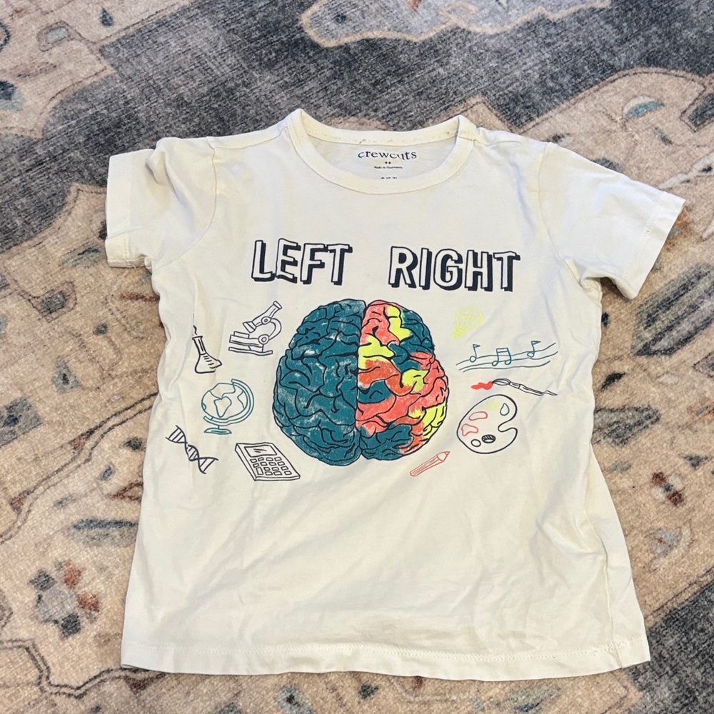 Crewcuts Kids Left Right Brain Graphic Tee - Cream size 6/7